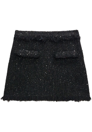 MSGM frayed-trim bouclé miniskirt - Black