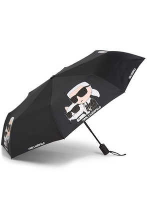 Karl Lagerfeld Ikonik logo-print umbrella - Black