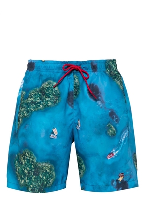 Napapijri Inuvik graphic-print swim shorts - Blue