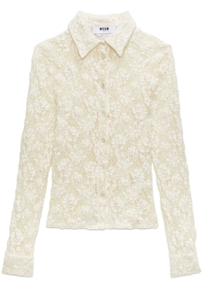 MSGM floral-lace button-up shirt - Neutrals