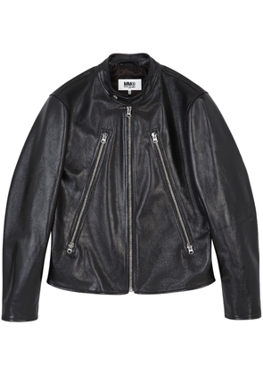 MM6 Maison Margiela leather biker jacket - Black
