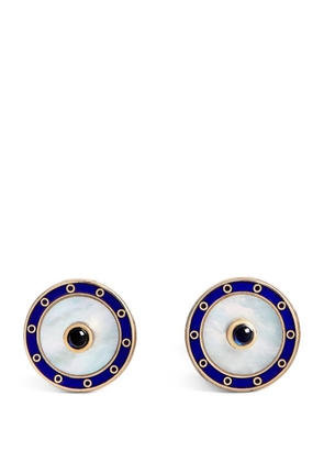 Deakin & Francis Yellow Gold And Sapphire Chain-Link Cufflinks