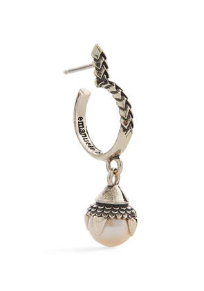 Emanuele Bicocchi Sterling Silver And Freshwater Pearl Single Hoop Earring