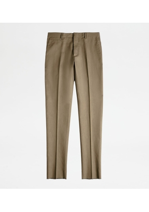 Tod's - Trousers in Linen Blend Twill, GREY, L - Trousers