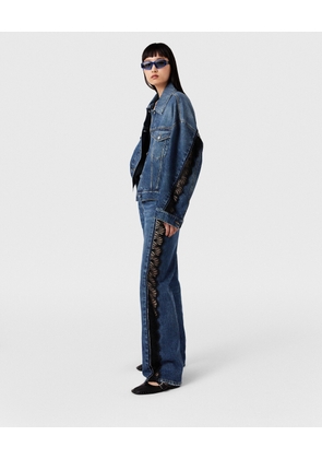 Stella McCartney - Lace-Insert Denim Jacket, Woman, Vintage wash blue denim, Size: XS