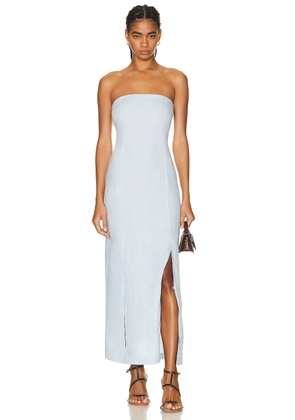 REMAIN Linen Fitted Slit Dress in Ballad Blue - Baby Blue. Size 38 (also in ).