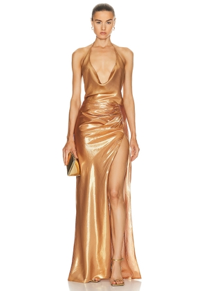 retrofete Cleo Dress in Nude Glitter - Metallic Gold. Size S (also in ).