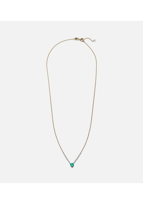 Roxanne First Heart 18kt gold necklace with diamonds and emerald