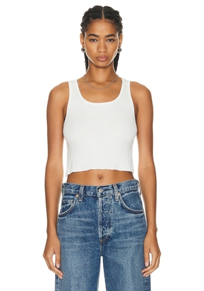 Eterne Cropped Scoop Neck Tank Top in Ivory - Ivory. Size S (also in ).