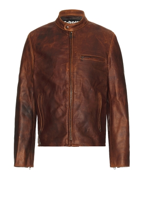 Schott NYC Cafe Racer Jacket in Brown - Brown. Size L (also in ).