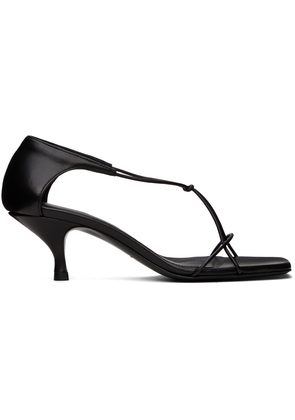 TOTEME Black 'The Leather Knot' Heeled Sandals