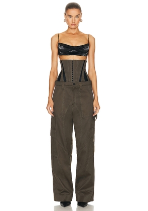 Mugler Waist Corset Pant in Military & Black - Green. Size 34 (also in ).