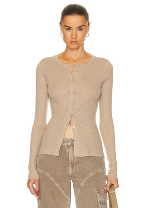 Enza Costa Cashmere Long Sleeve Cardigan in Khaki - Brown. Size S (also in ).