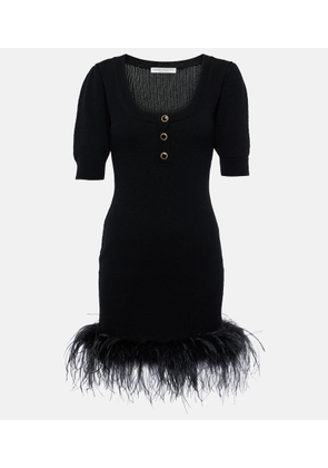 Alessandra Rich Feather-trimmed wool minidress