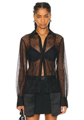 Helmut Lang Seamed Web Lace Shirt in Black - Black. Size XS (also in ).