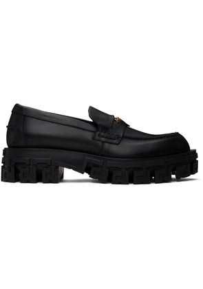 Versace Black Greca Portico Loafers