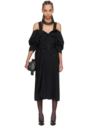 Junya Watanabe Black Off-The-Shoulder Midi Dress