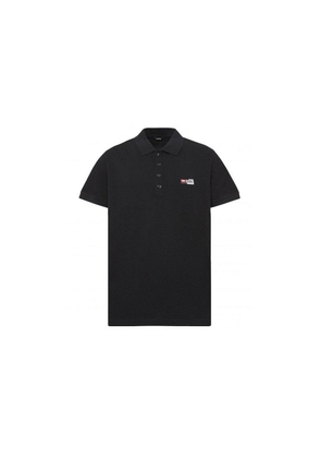 Diesel Sleek Black Cotton Polo with Contrast Logo - L