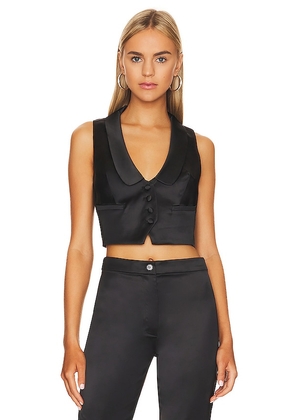 Bardot Nyah Satin Vest in Black. Size 8.