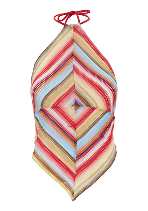 Missoni Multicolor Halterneck Top With Stripe Motif In Viscose Crochet Woman