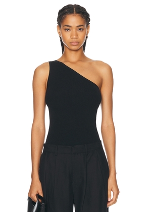 Toteme One Shoulder Ribbed Top in Black - Black. Size L (also in M, S, XS).