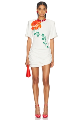 Rowen Rose Mini T-shirt Mini Dress in White & Red Rose - White. Size 38 (also in 40).