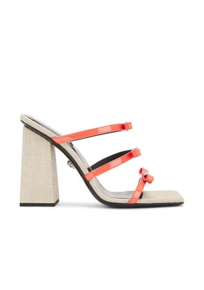 VERSACE Mule Sandal in Coral & Palladio - Orange. Size 36.5 (also in 37, 37.5, 38, 39, 39.5).
