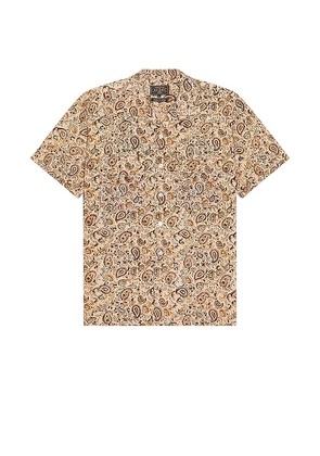 Beams Plus Open Collar Short Sleeve Shirt in Brown. Size S, XL.
