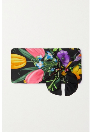Gucci - Petit Fly Flora Floral-print Silk Scarf - Black - One size