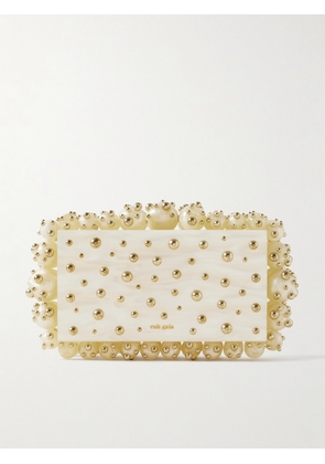 Cult Gaia - Eos Embellished Beaded Marbled Acrylic Clutch - Neutrals - One size