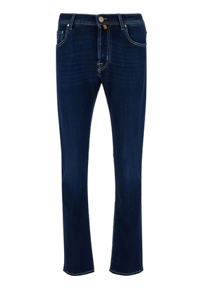 Jacob Cohen Low Waist Blue Slim Jeans In Cotton Blend Man