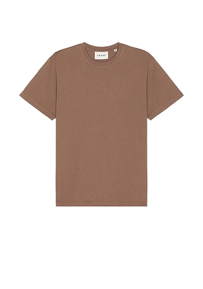 FRAME Logo Short Sleeve Tee in Brown. Size S.