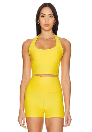 Beyond Yoga Spacedye Well Rounded Cropped Halter in Yellow. Size M, S, XL, XS.