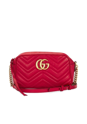 FWRD Renew Gucci GG Marmont Quilted Leather Shoulder Bag in Red.