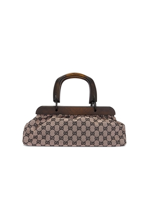 FWRD Renew Gucci GG Canvas Wood Handbag in Black.