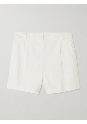 Brunello Cucinelli - Pleated Cotton And Linen-blend Twill Shorts - Neutrals - IT40,IT42,IT46
