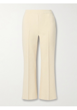 HIGH SPORT - Kick Cropped Jacquard-knit Stretch-cotton Flared Pants - Off-white - x small,small,medium,large,x large
