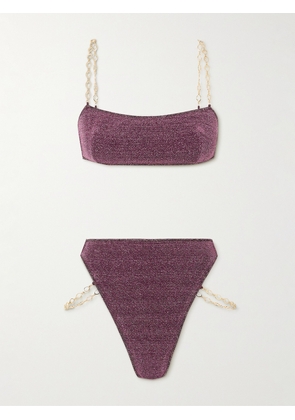 Oséree - Lumière Embellished Metallic Bikini - Purple - small,medium,large,x large