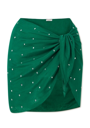 Oséree - Embellished Cotton And Silk-blend Pareo - Green - S/M,L/XL