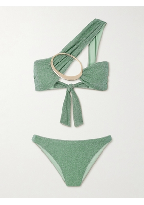 Oséree - One-shoulder Embellished Metallic Bikini - Green - small,medium,large,x large