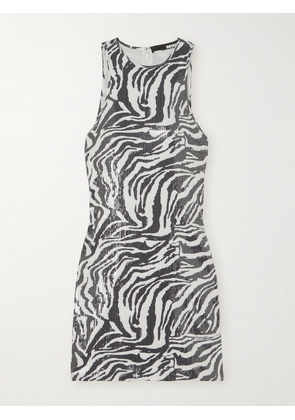 ROTATE Birger Christensen - Zebra-print Sequined Stretch Recycled-tulle Mini Dress - Animal print - DK32,DK34,DK36,DK38,DK40,DK42