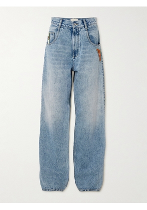 ALÉMAIS - Jackpot Appliquéd High-rise Straight-leg Jeans - Blue - UK 4,UK 6,UK 8,UK 10,UK 12