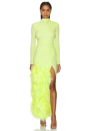 Lapointe Draped Feather Gown in Yellow. Size 4, 6.
