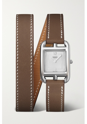 Hermès Timepieces - Cape Cod Double Tour 31mm Small Stainless Steel, Leather And Diamond Watch - Brown - One size