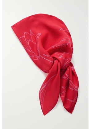 Carolina Herrera - Floral-print Silk-georgette Head Scarf - Red - One size