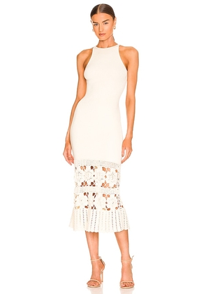 Tularosa Finley Crochet Midi Dress in Ivory. Size M, S.
