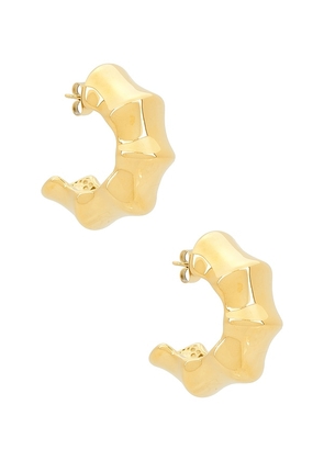 8 Other Reasons Bamboo Mini Hoop Earrings in Metallic Gold.