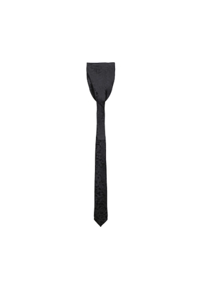 Saint Laurent Black Tapered Tie With All-Over Leopard Motif In Silk Man