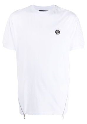 Philipp Plein logo-patch zipped T-shirt - White