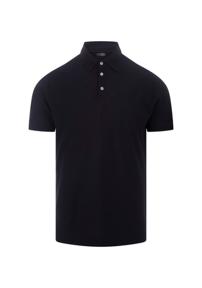 Zanone Blue Cotton Short-Sleeved Polo Shirt